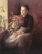 Lord, Caroline A. Woman with Geraniums Sweden oil painting reproduction